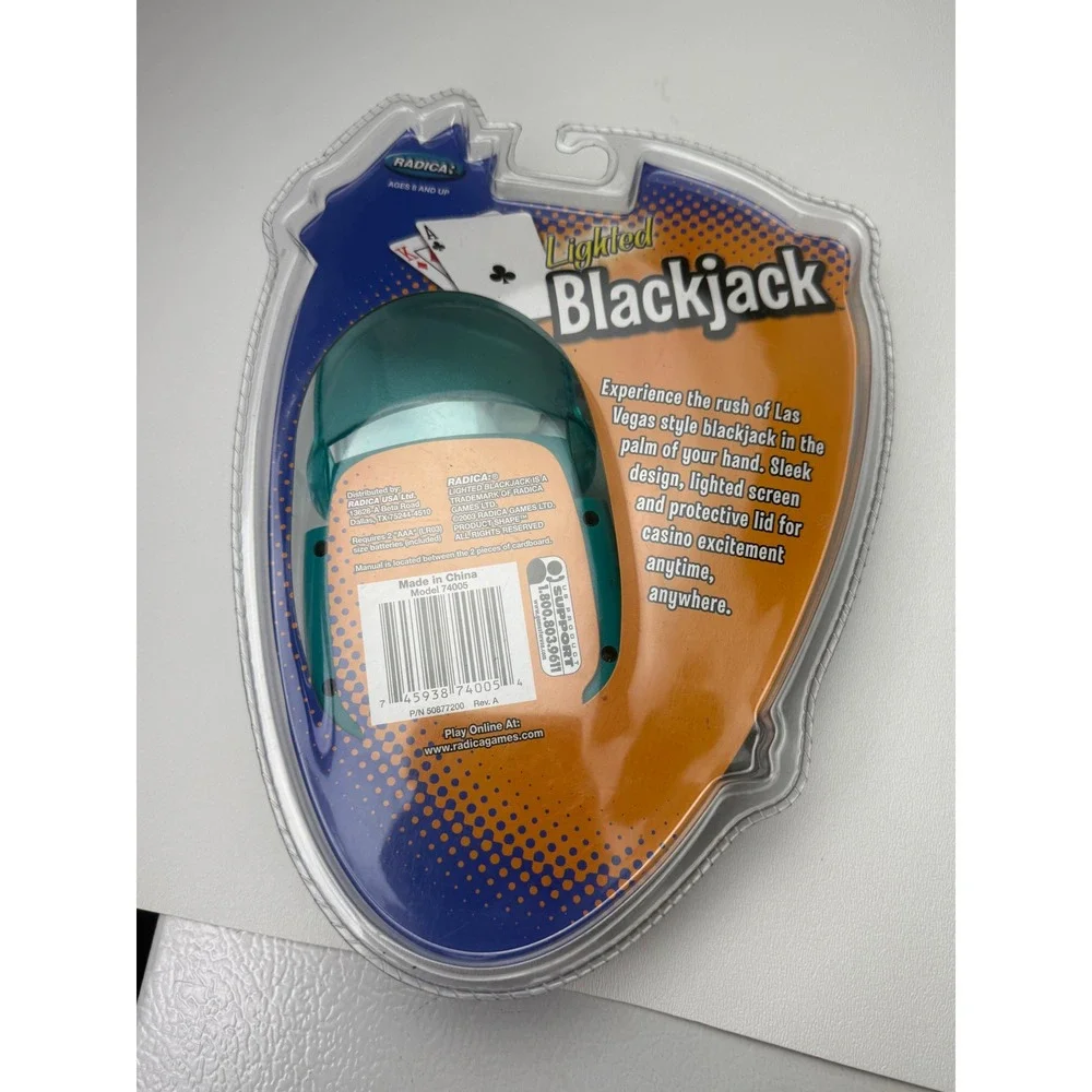 Radica Lighted Blackjack Handheld Electronic Game 74005 Teal Auto-Open Lid NEW